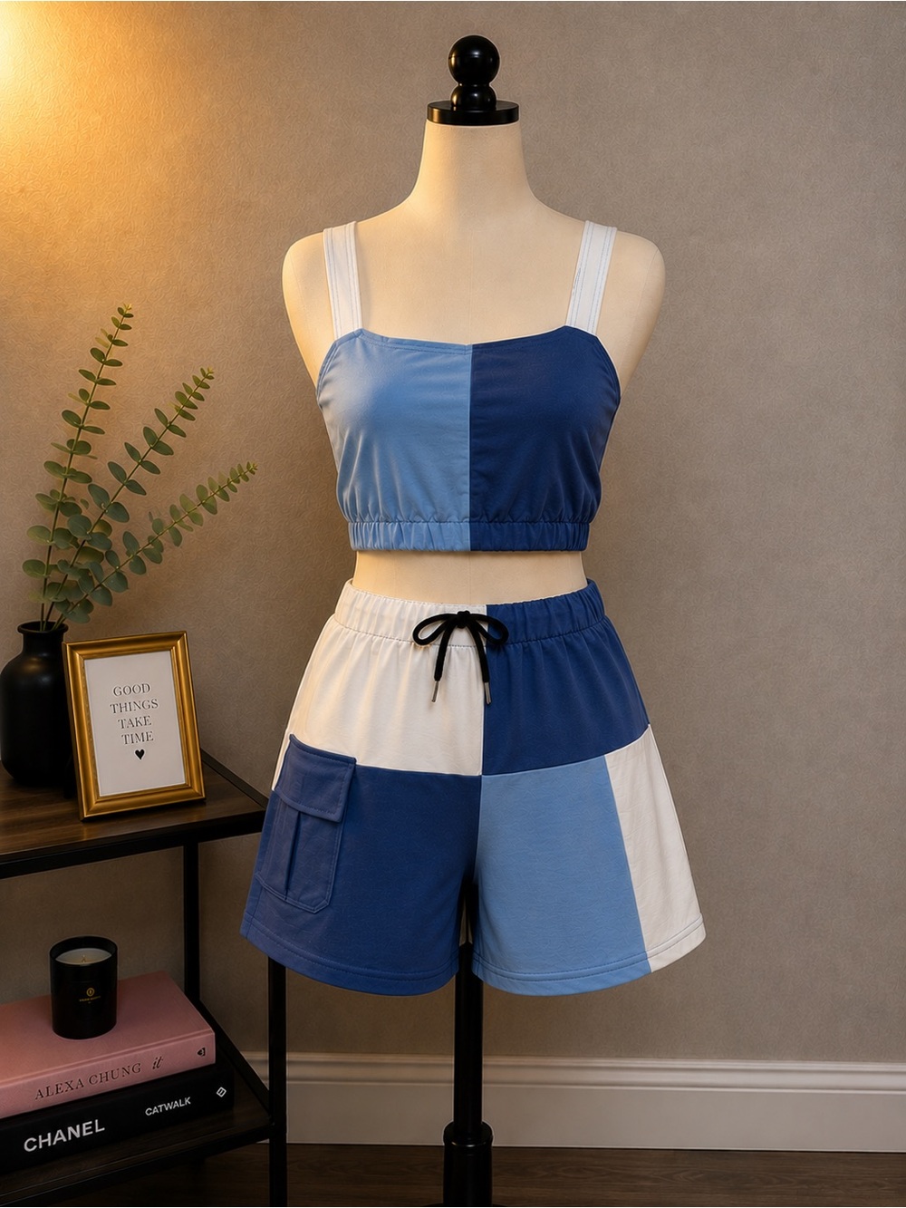 SHEIN Light Blue Knit Two-Piece Set